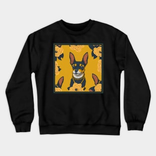 Dogs, Toy Terrier and flowers, dog, seamless print, style vector (yellow flowers & Toy Terrier #3) Crewneck Sweatshirt